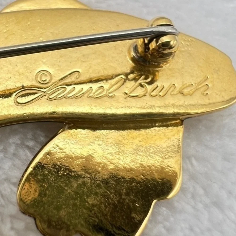 Vintage Fish Brooch Pin Anthropomorphic Laurel Burch Gold Plated Koi 80s 1.75